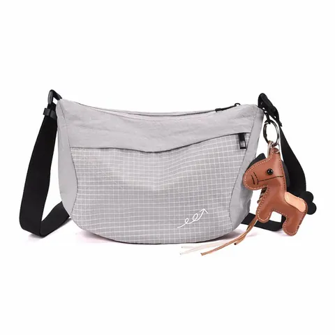 Borsa a Tracolla da Donna in Nylon a Quadri Leggera in Stile Coreano Piccola Borsa a Spalla Quadrata per Viaggi All'aperto
