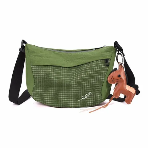 Borsa a Tracolla da Donna in Nylon a Quadri Leggera in Stile Coreano Piccola Borsa a Spalla Quadrata per Viaggi All'aperto