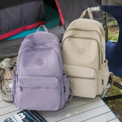 Mode Damen Nylon Rucksack Leicht Wasserdicht Outdoor Reise Rucksack Koreanischer Stil Große Kapazität Lässiger Daypack Zum Wandern
