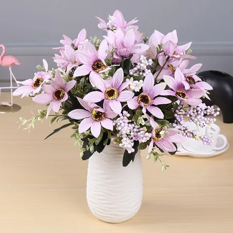 Pastoral Silk Fabric Artificial Daisy Bouquet Fake Gerbera Bush For Home Room Table Decoration Pastoral Floral Craft Flower