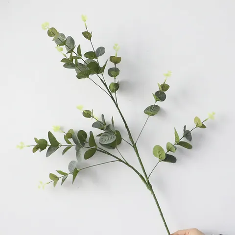 Kunstmatige Eucalyptusbladeren Simulatie Geldblad Satijnen Tak Voor Bruiloft Huis Decor Bedrukte Groene Kunstplanten Tak