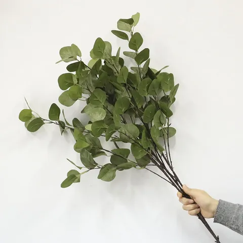 Kunstmatige Eucalyptusbladeren Lange Steel Faux Geldblad Plant Nordische Stijl Groen Voor Huis Bruiloft Decoratie Groen