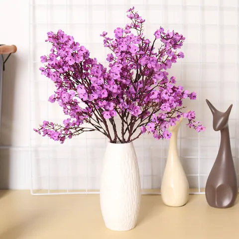 Flores Artificiales Aliento de Bebé Satén Ramas Florales Pequeñas Para Decoración de Boda Hogar Planta Falsa Gypsophila