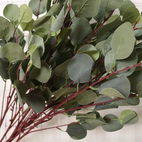 Noorse Stijl Kunstmatige Eucalyptus Tak Zijden Stof Groen Kunstmatige Appelblad Stengel Voor Huis Bruiloft Decoratie