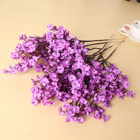 Flores Artificiales Aliento de Bebé Satén Ramas Florales Pequeñas Para Decoración de Boda Hogar Planta Falsa Gypsophila