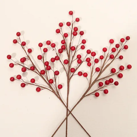 Kunstmatige Rode Bessentakken Faux Hulstbessen Plastic Rode Bessen Voor Kerstmis Nieuwjaar Home Decor Bruiloft Feest Decoratie