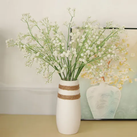 Ramo de Gipsófila Artificial Flores Blancas de Plástico para Boda Decoración del Hogar Ramo de Novia Accesorios de Fotografía