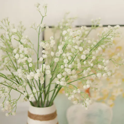 Ramo de Gipsófila Artificial Flores Blancas de Plástico para Boda Decoración del Hogar Ramo de Novia Accesorios de Fotografía