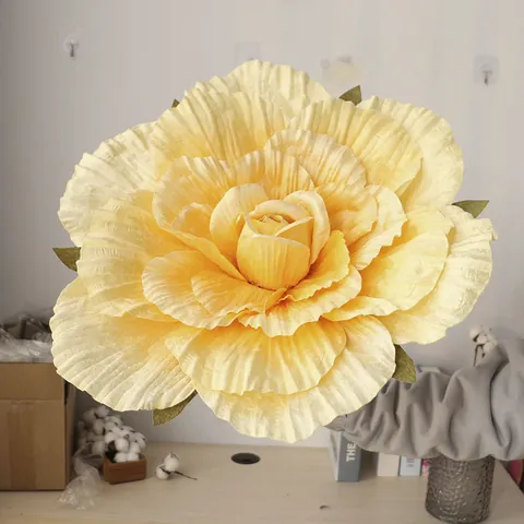 Large Artificial Rose Flower Handmade Flannel Paper Gradient Wedding Decoration Event Background Props Photo Decor Party Supplies