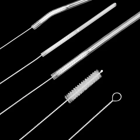 Flexible Stainless Steel Nylon Straw Cleaning Brushes Long Handle Baby Bottle Nipple Cleaning Brush Set Pipe Cleaner For Cup Tube