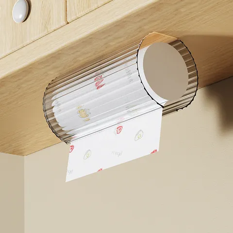 Wall Mounted Disposable Dishcloth Storage Box PET Vertical Stripe Waterproof No Drill Organizer For Kitchen Bathroom Paper Roll Holder