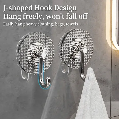 Light Luxury Adhesive Wall Hooks For Bathroom Kitchen 4 Pack Diamond Texture No-Drill Strong Plastic J-Shape Towel Hanging Hooks