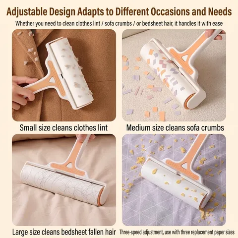 ABS Household Sticky Lint Roller Hair Remover With Dust Cover For Clothing Furniture Sofa Pet Hair Cleaning Tool With Refills