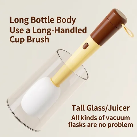 Microphone Shaped Cup Brush 3-In-1 Multifunctional Bottle Cleaning Tool Long Handle Vacuum Flask Cleaner Sponge Scourer Kitchen Cleaning Brush