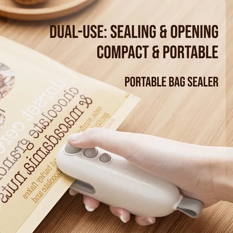 Portable Mini Rechargeable Bag Sealer Handheld Heat Sealing Machine With Cutter Magnetic Base For Food Snack Plastic Bag