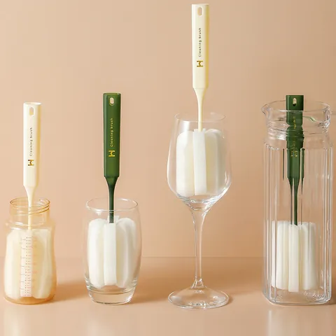 Langer Griff Schwamm Tassenbürste Multifunktionale Haushalts Schrubber Für Babyflasche Glas Weinbecher Reinigungsbürste Dekontaminationswerkzeuge