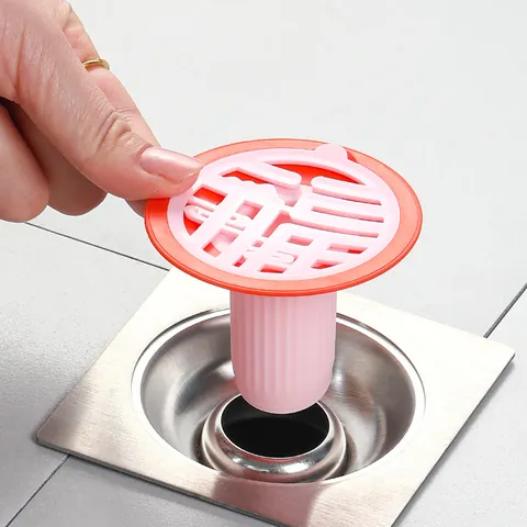 Modern PP TPU Anti-Odor Floor Drain Core For Bathroom Kitchen Shower Hollow Fu Character Design Direct Drainage Filter Insert