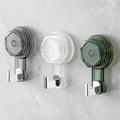 Strong Suction Cup Hook For Bathroom Kitchen Rotatable Vacuum Wall Hooks Heavy Duty No-Drill Towel Coat Bag Hanger Waterproof Plastic Metal Hook