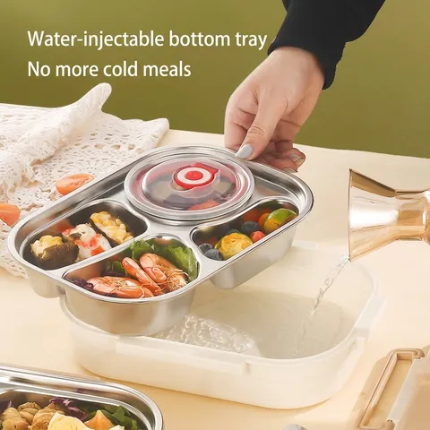 Fiambrera Dividida de Acero Inoxidable 304 Con Utensilios Caja Bento Sellada Portátil Contenedor Térmico De Alimentos Para Oficina Escuela