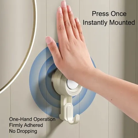 Rotating Vacuum Suction Cup Hook Strong Load Bearing No Drill Wall Mounted Hanger For Bathroom Kitchen Door Storage Organizer