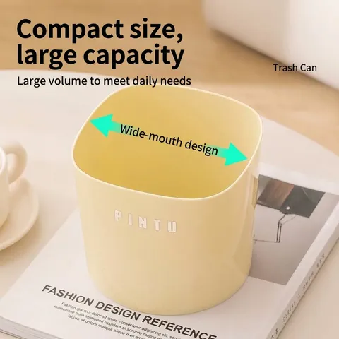 Minimalist Cream White Desktop Trash Can Luxury Open-Top Waste Bin PP Plastic Small Storage Tube For Home Office Table Car