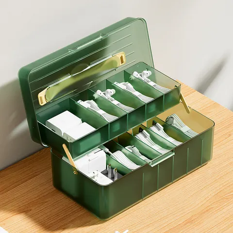 Desktop Data Cable Storage Box With Lid Transparent Plastic Multi-Grid Charger Head Earphone Wire Organizer Case Dustproof Desk Management Box