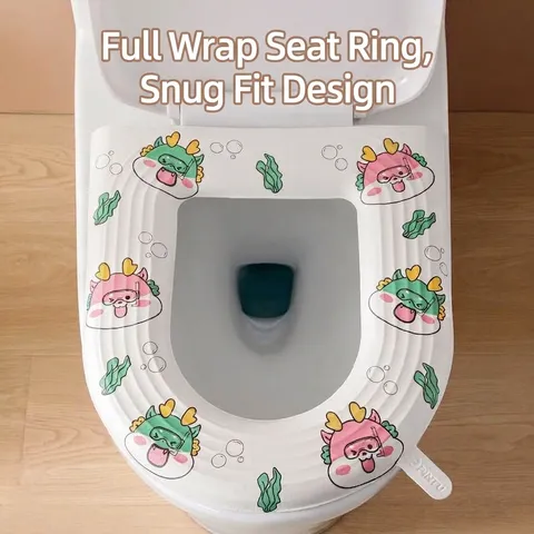 Wasserdichte Selbstklebende Toilettensitzauflage EVA Waschbar Niedliches Cartoon-Muster Mit Griff Allgemeines Badezimmer-Zubehör