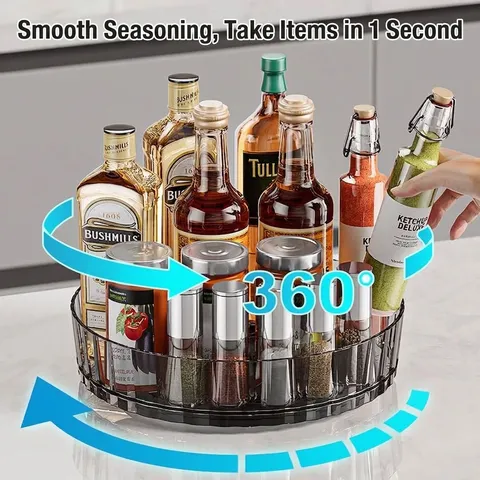 Estante de Almacenamiento Giratorio Transparente Lazy Susan Organizador de Cocina Para Botellas de Condimento Plato Giratorio de Escritorio Con Textura de Rayas