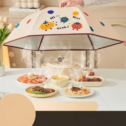 Faltbare Thermische Speiseglocke Isolierte Tischabdeckung Staubdichte Insektensichere Regenschirm-Stil Polyester Aluminiumfolie Schutz