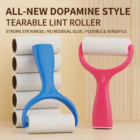 Portable Standing Lint Roller Handle With Sticky Paper For Clothes Hair Removal Furniture Dust Cleaning Home Tool