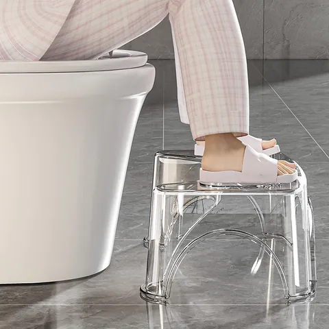 Non-Slip Thickened Bathroom Toilet Stool Ergonomic Footprint Pattern Squat Stool For Adults Children Potty Assistance Bathroom Stool