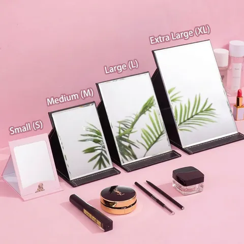 Folding Desktop Makeup Mirror Portable High Definition Vanity Mirror With PU Leather Case For Student Dormitory Bedroom Women Gift