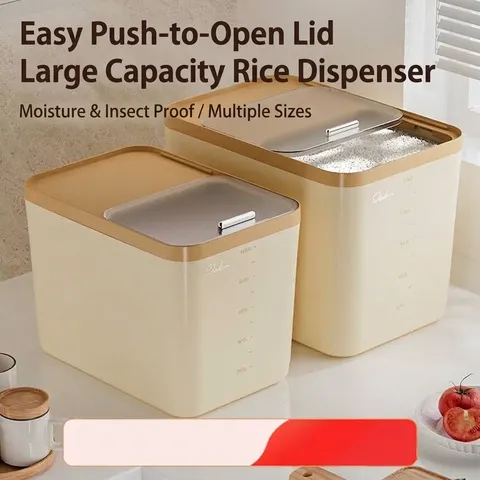 Conteneur à Riz en PP de Qualité Alimentaire Grande Capacité Cuisine Boîte à Céréales Couvercle Coulissant Fenêtre Transparente