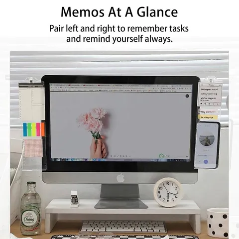 Transparent Acrylic Computer Monitor Side Memo Board Sticky Note Holder Desktop Message Panel Organizer For Office