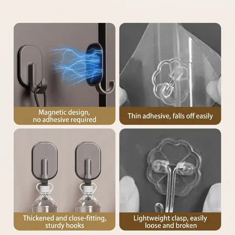 Magnetic Refrigerator Hook No-Drill Strong Suction Wall Hook Multi-functional J-Shaped Hook For Kitchen Laundry Room Home Organizer
