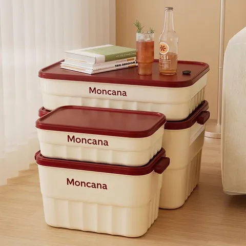 Caja de Almacenamiento de Plástico PP de Gran Capacidad Con Tapa de Sellado Apilable Organizador de Ropa Juguetes Bocadillos Hogar