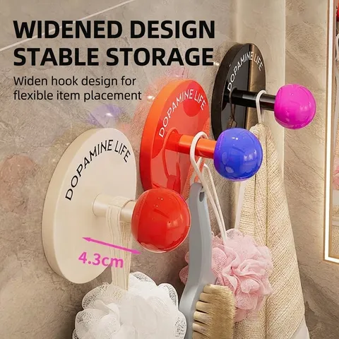 Gancho de Bola Redonda Color Dopamina Gancho Adhesivo Sin Taladro Para Hogar Cocina Baño Bolsa Sombrero Bufanda Pared