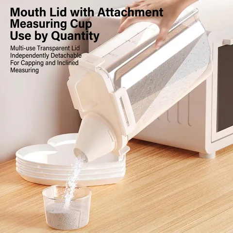 Transparent ABS Laundry Powder Storage Bucket With Measuring Cup Lid And Portable Handle Sealed Detergent Storage Container