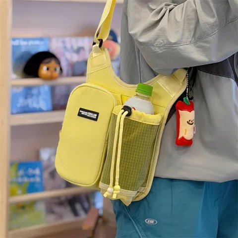 Outdoor Multi-Functional Crossbody Water Bottle Bag Lightweight Waterproof Nylon Shoulder Bag For Hiking Climbing Casual Travel Unisex Bag