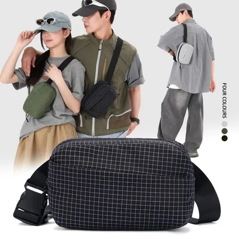 Damen Wasserdichte Nylon Gittermuster Schalentasche Lässige Sportliche Urbane Minimalistische Schulter Umhängetasche Für Reisen Alltag
