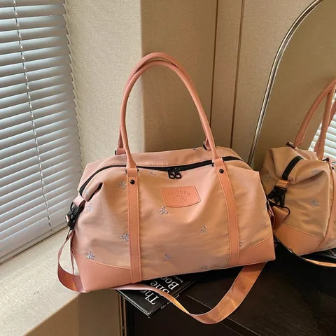 Large Capacity Expandable Travel Bag For Women Lightweight Nylon Duffel Bag With Wet Dry Separation For Gym Swimming Short Trip