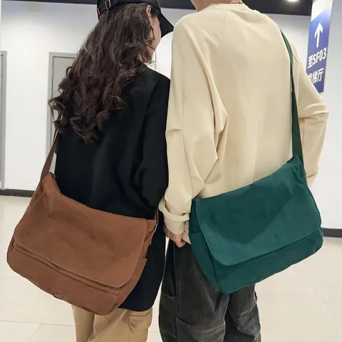 Japanese Workwear Oxford Cloth Messenger Bag Large Capacity Casual Shoulder Crossbody Bag For Men Women Students Sporty Flap Bag