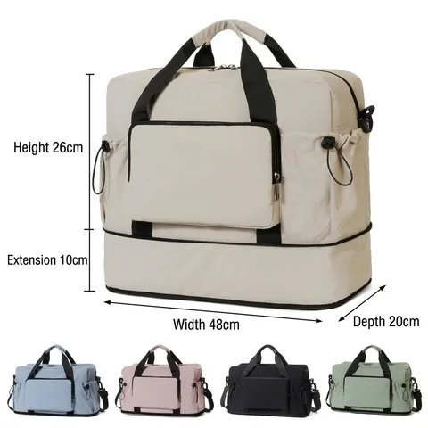 Large Capacity Gym Bag Dry Wet Separation Travel Duffel Bag With Shoe Compartment Expandable Outdoor Sport Weekender Shoulder Handbag