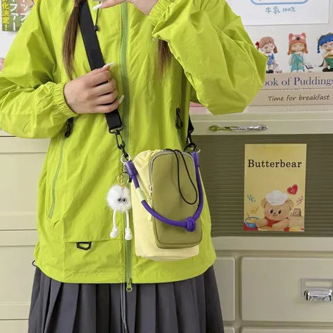 Nylon Mini Crossbody Bag Vibrant Patchwork Water Bottle Bag Phone Bag For Women Outdoor Cycling Daily Small Shoulder Bag