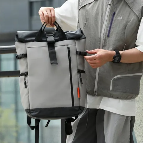 Waterproof Oxford Cloth Roll-Top Backpack For Men Large Capacity Laptop Bag Casual Business Travel Student School Bag Backpack