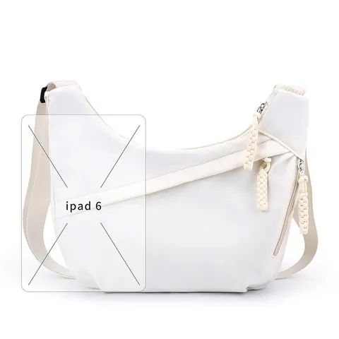 Women Casual Nylon Crossbody Bag Urban Minimalist Solid Color Dumpling Shaped Chest Pack Adjustable Single Strap Waist Bag Travel Casual Shoulder Handbag