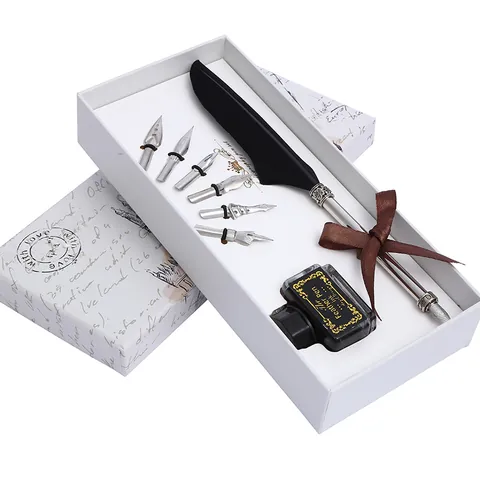 Vintage Europäisches Federhalter-Set Retro Kalligraphie-Tauchstift Mit Ersatzfedern Tintenflasche Elegante Business Schreibwaren Geschenkbox