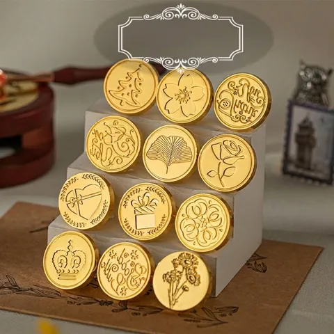 Vintage Alloy Wax Seal Stamp Head Retro Metal Christmas Snowflakes Flower Heart Shape Stamp Head For DIY Greeting Cards Gift Scrapbooking Decoration