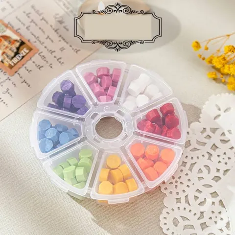 Octagonal Sealing Wax Beads Set Mixed Colors Wax Seal Beads With Transparent Plastic Grid Storage Box For DIY Craft Envelopes Invitation Letter