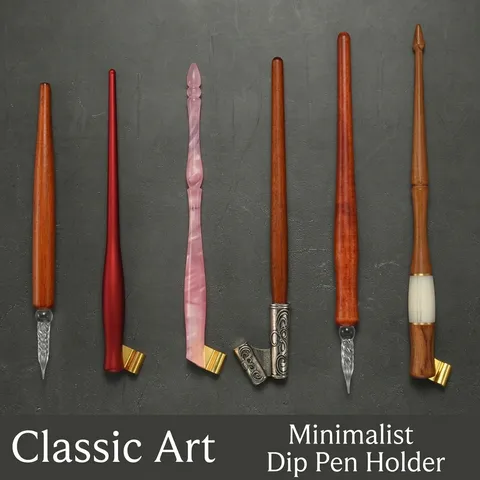 Vintage Spliced Wood Resin Calligraphy Dip Pen Holder For Gothic English Script Writing Handmade Oblique Straight Pen